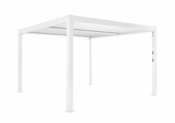 Hliníková pergola MARANZA  360x350 bílá + 2 boční rolety + 1 prolamovaná přední stěna 1550 OUTLET