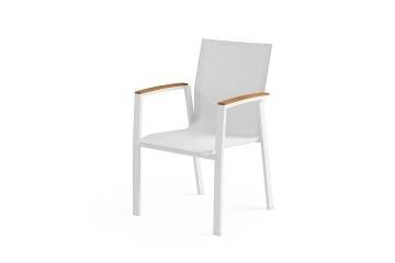 Zahradní hliníková židle LEON teak bílá