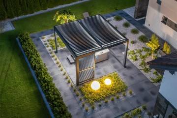 Pergola elektrická  PRIME s osvětlením - modulární 400 x 400