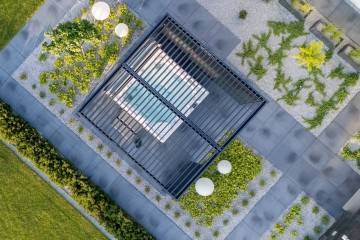 Pergola elektrická  PRIME s osvětlením - modulární 400 x 400