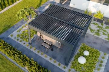 Pergola elektrická  PRIME s osvětlením - modulární 400 x 400