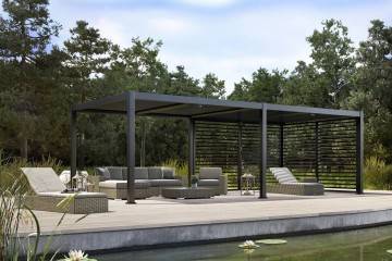 Hliníková pergola PERARA 600x300 antracit + 4 rolety 300 cm 1513 OUTLET