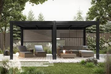 Hliníková pergola  MARANZA 540x350 Antracit + Prolamované přední stěny 1x Levá + 1x Pravá 1546 OUTLE...