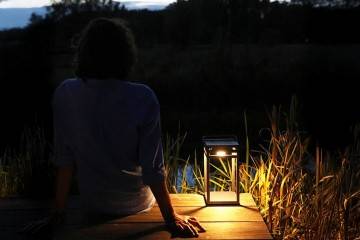 Solární lampa EMMA moka 15x15x28cm